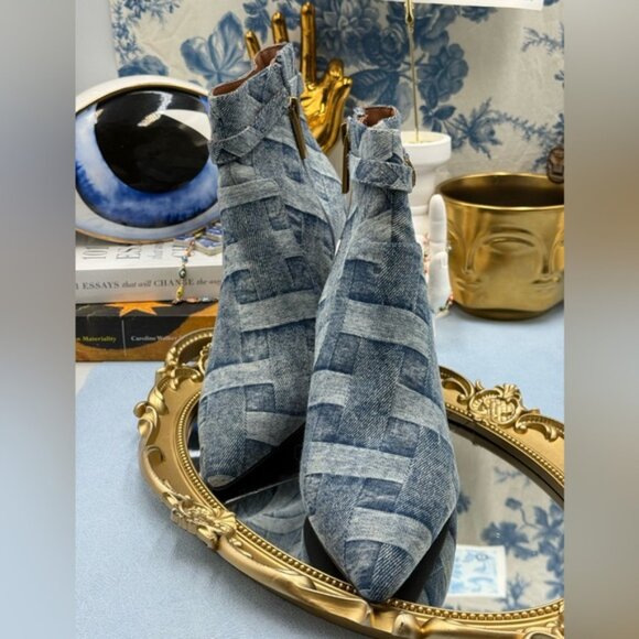 🆕 KURT GEIGER LONDON 🧿 NWOB Kensington Flexi Ankle Boot, Denim - Sz 37 US 7 - Picture 6 of 14